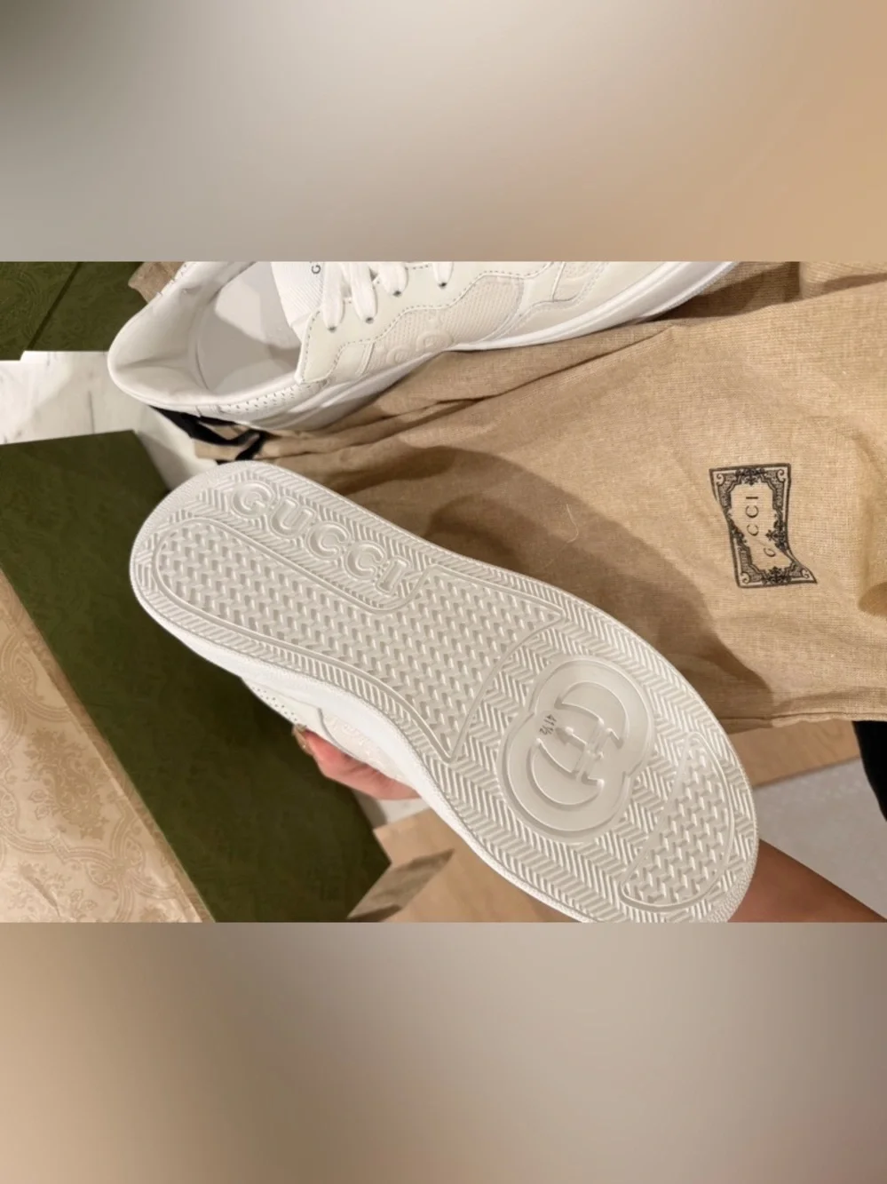 Gucci Off-White Leather Platform Sneakers - Picture 2 of 5